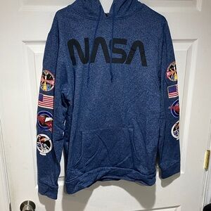 Blue NASA Hoodie with Patch Details